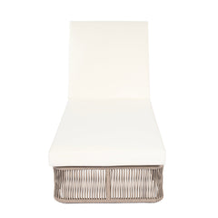 Beige and White Adjustable Sunlounge with Woven Rope Base