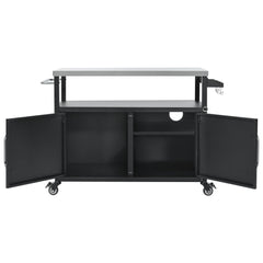 K&K 54.5" Outdoor Kitchen Island with Stainless Steel Tabletop