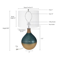 D16x28.5' Glass Table Lamp