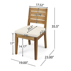 Outdoor Acacia Wood 7-Piece Dining Set with Cushions