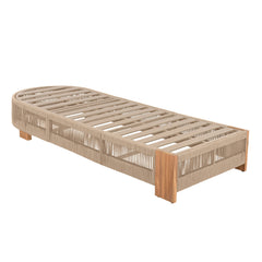 Outdoor Chaise Lounge Chair with Acacia Wood and Adjustable Backrest