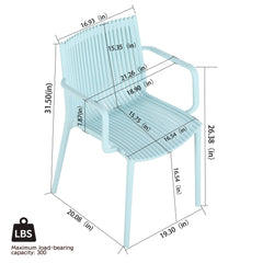 4 Modern Stackable Armchair Matched With Long Table