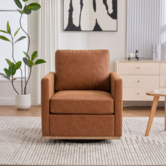Modern Upholstered Square Swivel Accent Chair With 360 Degree Rotation