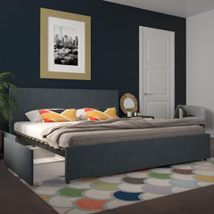 Kelly - King Upholstered Bed With Storage - Navy