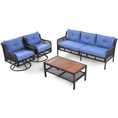 GO 4 Pieces Patio Furniture Set with Swivel Chairs Outdoor Wicker Sofas