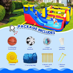 7-in-1 Inflatable Water Park with Slide, Pool, And Bounce House (SAK74216)
