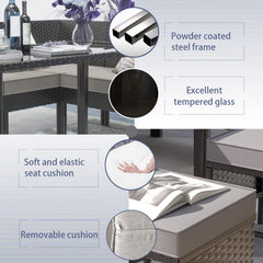Alora 7-Piece Modern Outdoor Patio Furniture Set With Waterproof Cushions & Glass Table (SAK55673)