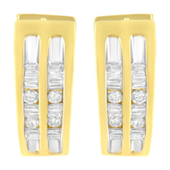 10K Yellow Gold 1/2 cttw Diamond Huggy Heart Hoop Earrings (I-J Clarity, I2-I3 Color)