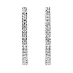 10KT White Gold 1 cttw Diamond Hoop Earrings (I-J Clarity, I2-I3 Color)