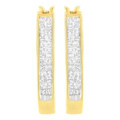 10K Yellow Gold 1/2 Cttw Invisible Set Princess-cut Diamond Hoop Earrings (H-I Color, SI2-I1 Clarity)