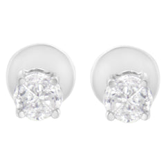 14K White Gold 1/2 Cttw Pie-Cut Diamond Solitaire Stud Earrings (H-I Color, SI1-SI2 Clarity)