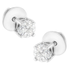14K White Gold 1/2 Cttw Pie-Cut Diamond Solitaire Stud Earrings (H-I Color, SI1-SI2 Clarity)