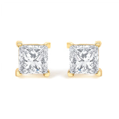 IGI Certified 3/8 Cttw Princess-Cut Square Diamond 4-Prong Solitaire Stud Earrings in 14K Yellow Gold (L-M Color, I1-I2 Clarity)