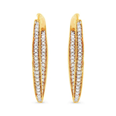 10K Yellow Gold 1/2 Cttw Round-Cut Diamond Modern Hoop Earrings (I-J Color, I2-I3 Clarity)