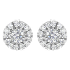14k White Gold 1 cttw Diamond Halo Stud Earrings (I-J Clarity, I1-I2 Color)