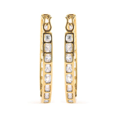 10K Yellow Gold 1.00 Cttw Round and Baguette-Cut Diamond U-Hoop Earrings (H-I Color, SI2-I1 Clarity)