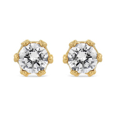 14K White Gold 1/2 Cttw Round Diamond Crown Stud Earring (I-J Color, I1-I2 Clarity)