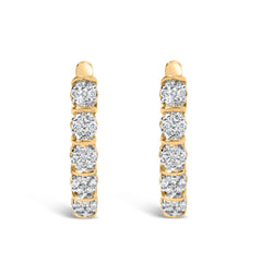 14k Yellow Gold 1/2 Cttw Diamond Cluster Hoop Earrings (H-I Color, SI2-I1 Clarity)