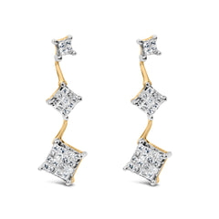 14K Yellow Gold 1 cttw Princess Cut Diamond Earrings (H-I, SI1-SI2)
