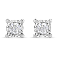 .925 Sterling Silver 1.0 Cttw Round Brilliant-Cut Diamond Miracle-Set Solitaire Stud Earrings (H-I Color, I2-I3 Clarity)