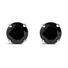 .925 Sterling Silver 1/2 Cttw Black Diamond Solitaire Stud Earrings