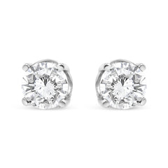 14K White Gold 3/4 Cttw Lab Grown Diamond 4-Prong Classic Stud Earrings (F-G Color, VS2-SI1 Clarity)