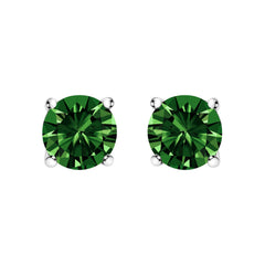 14K White Gold 1.0 Cttw Lab Grown Green Diamond Classic Solitaire Stud Earrings