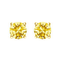 14K White Gold 1.0 Cttw Lab Grown Yellow Diamond Solitaire Stud Earrings (Yellow Color, VS2-SI1 Clarity)