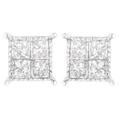 Sterling Silver 3/4 cttw Composite Diamond Stud Earrings (I-J, I2-I3)