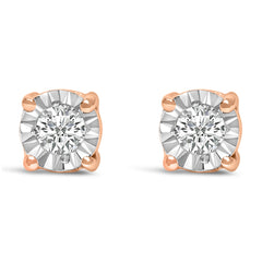 .925 Sterling Silver 1/10 Cttw Round Brilliant-Cut Lab Grown Diamond Miracle-Set Stud Earrings (F-G Color, VS1-VS2 Clarity)