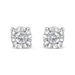 10K Yellow Gold Plated .925 Sterling Silver 1/10 Cttw Round Brilliant-Cut Diamond Miracle-Set Stud Earrings (J-K Color, I3 Clarity)