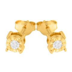 10K Yellow Gold Plated .925 Sterling Silver 1/10 Cttw Round Brilliant-Cut Diamond Miracle-Set Stud Earrings (J-K Color, I3 Clarity)