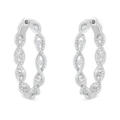 10K White Gold Diamond Hoop Earrings (1 1/2 cttw, H-I Color, I1-I2 Clarity)