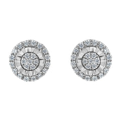 Sterling Silver Diamond Cluster Earrings (1 cttw, I-J Color, I2-I3 Clarity)