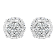 .925 Sterling Silver 1/3 cttw Round-cut Diamond Floral Stud Earring (I-J Clarity, I3 Color)
