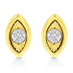 10K Yellow Gold Plated .925 Sterling Silver 1/10 Cttw Miracle-Set Diamond Circle Shape Stud Earrings (K-L Color, I2-I3 Clarity)