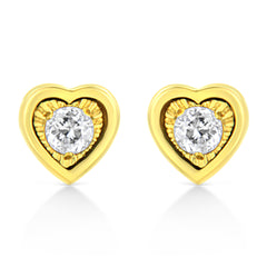 10K Yellow Gold Plated .925 Sterling Silver 1/10 Cttw Miracle-Set Diamond Circle Shape Stud Earrings (K-L Color, I2-I3 Clarity)