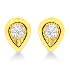10K Yellow Gold Plated .925 Sterling Silver 1/10 Cttw Miracle-Set Diamond Circle Shape Stud Earrings (K-L Color, I2-I3 Clarity)
