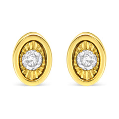 10K Yellow Gold Plated .925 Sterling Silver 1/10 Cttw Miracle-Set Diamond Circle Shape Stud Earrings (K-L Color, I2-I3 Clarity)