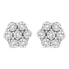 14K White Gold 1/2 cttw Round-Cut Diamond Floral Stud Earrings (I-J Color, SI2-I1 Clarity)