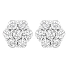 14KT White Gold 1 cttw Diamond Composite Stud Earrings (I-J, SI2-I1)