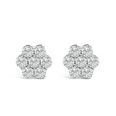 14KT White Gold 1 cttw Diamond Composite Stud Earrings (I-J, SI2-I1)