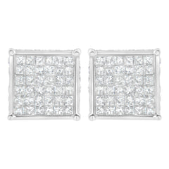 10K White Gold 2ct TDW Princess-Cut Composite Diamond Stud Earring (I-J ,I2-I3)