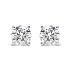 IGI Certified 14K White Gold 5.00 Cttw Round Brilliant-Cut Lab Grown Diamond Classic 4-Prong Stud Earrings with Screw Backs (F-G Color, SI1 Clarity)