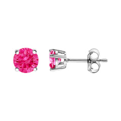 10K White Gold 1/2 Cttw Lab Created Round Brilliant Cut Pink Diamond Classic 4-Prong Solitaire Stud Earrings (Fancy Pink Color, VVS2-VS1 Clarity)