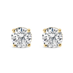 14K White Gold 1.0 Cttw Round Brilliant Cut Lab Grown White Diamond 4-Prong Classic Solitaire Stud Earrings (F-G Color, VS1-VS2 Clarity)