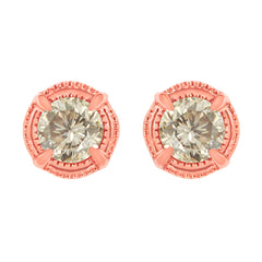 14K Yellow Gold Plated .925 Sterling Silver 1.0 Cttw Round Brilliant Cut Diamond Solitaire Milgrain Stud Earrings (K-L Color, I2-I3 Clarity)