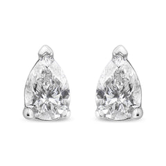 14K White Gold 1/2 Cttw Pear Shape Solitaire Lab Grown Diamond Stud Earrings (F-G Color, VS2-SI1 Clarity)