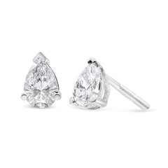 14K White Gold 1/2 Cttw Pear Shape Solitaire Lab Grown Diamond Stud Earrings (F-G Color, VS2-SI1 Clarity)