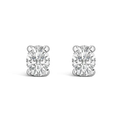14K White Gold 1/4 Ctw Oval Lab-Grown Diamond Solitaire Stud Earrings